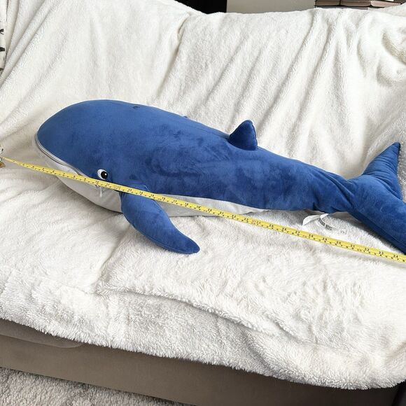 IKEA Blavingad Blue Whale Plush Stuffed Animal Toy 39” Stuffed Zipper Mouth - Picture 8 of 8